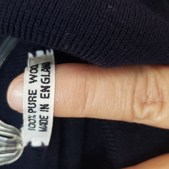 Turtleneck Womens L 100% Wool Navy Sweater Made in England for Christopher Ltd - Picture 2 of 6